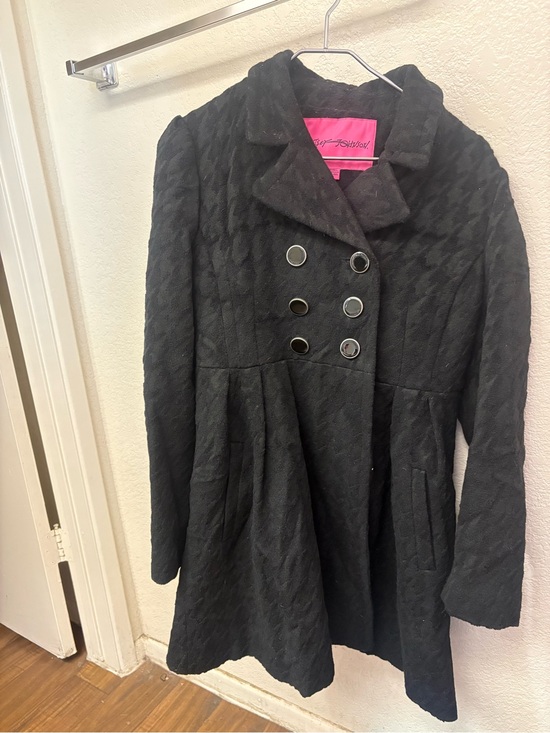 Betsey Johnson Jackets & Blazers - Betsey Johnson Black Double-Breasted Pea Coat with Fit-and-Flare Skirt